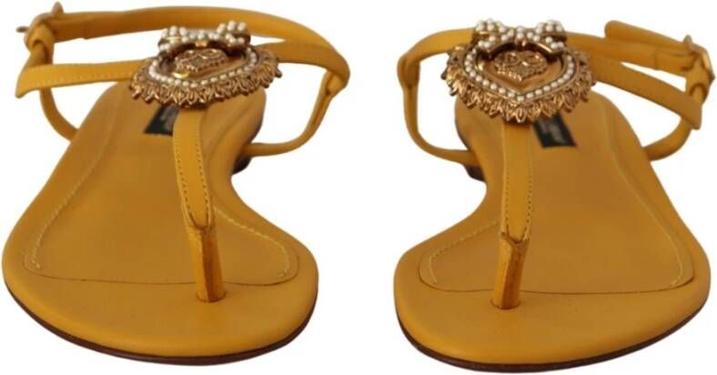 Dolce & Gabbana Mosterd Hart Platte Sandalen Yellow Dames