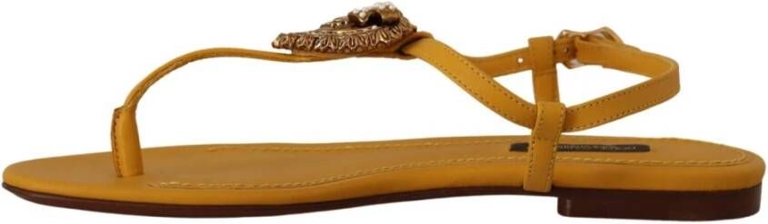 Dolce & Gabbana Mosterd Hart Platte Sandalen Yellow Dames