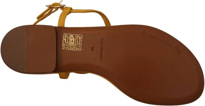 Dolce & Gabbana Mosterd Hart Platte Sandalen Yellow Dames