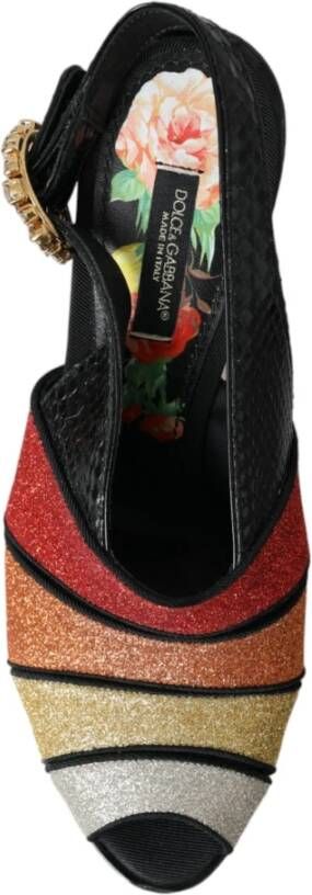 Dolce & Gabbana Multicolor Bloemen Kristal Plateau Sandalen Multicolor Dames