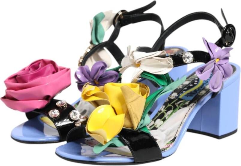 Dolce & Gabbana Multicolor Bloemenapplicatie Kristal Sandaal