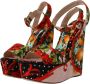 Dolce & Gabbana Multicolor Brokaat Plateauhak Sandalen Multicolor Dames - Thumbnail 4