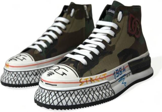 Dolce & Gabbana Multicolor Camouflage High Top Sneakers Multicolor Heren