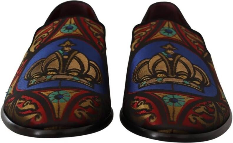 Dolce & Gabbana Multicolor Jacquard Crown Loafers Schoenen Multicolor Heren