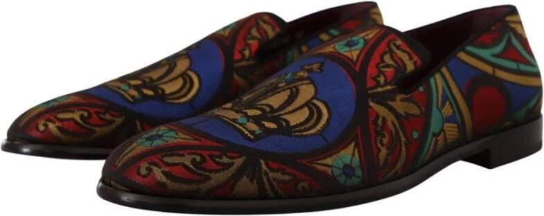 Dolce & Gabbana Multicolor Jacquard Crown Loafers Schoenen Multicolor Heren