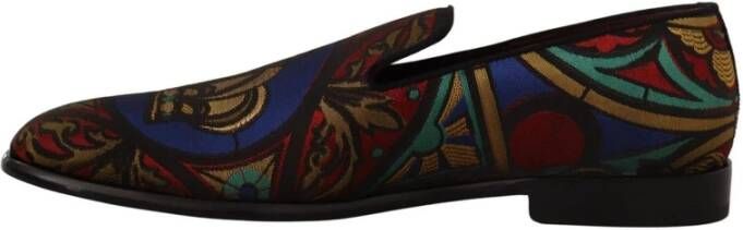 Dolce & Gabbana Multicolor Jacquard Crown Loafers Schoenen Multicolor Heren