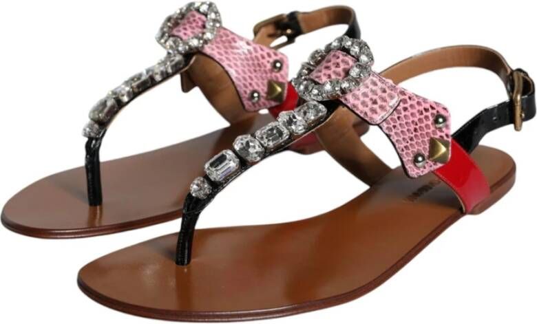 Dolce & Gabbana Multicolor Leren Slippers met Gesp Multicolor Dames