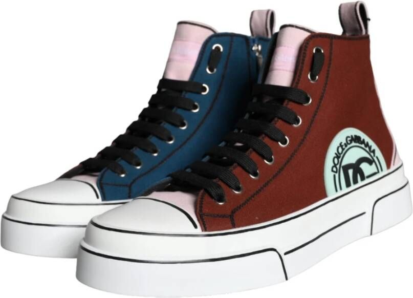Dolce & Gabbana Multicolor Patchwork High Top Sneakers Multicolor Heren