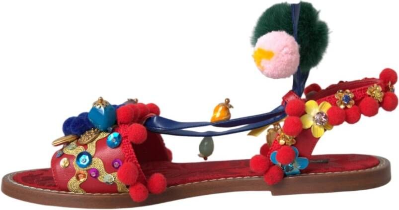 Dolce & Gabbana Multicolor Pom Bont Wrap Sandalen Multicolor Dames