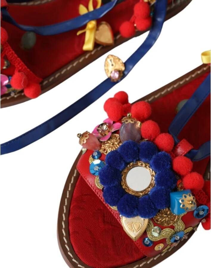 Dolce & Gabbana Multicolor Pom Bont Wrap Sandalen Multicolor Dames