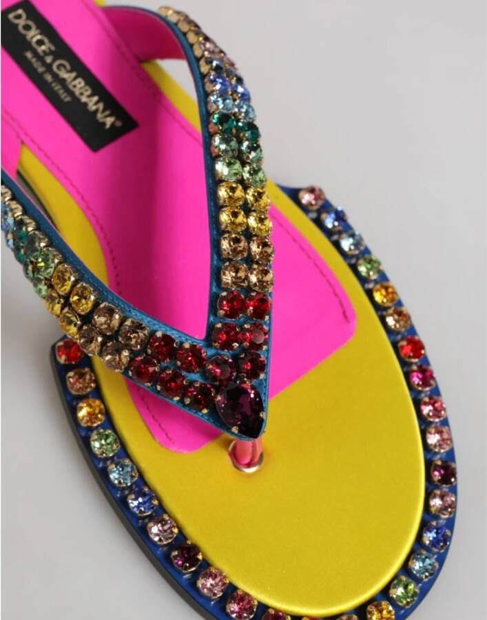 Dolce & Gabbana Multicolor Strass Platte Sandalen
