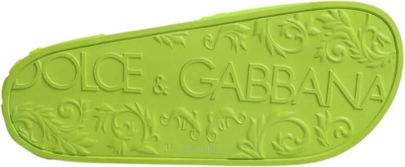 Dolce & Gabbana Neon Groene Rubberen Slippers
