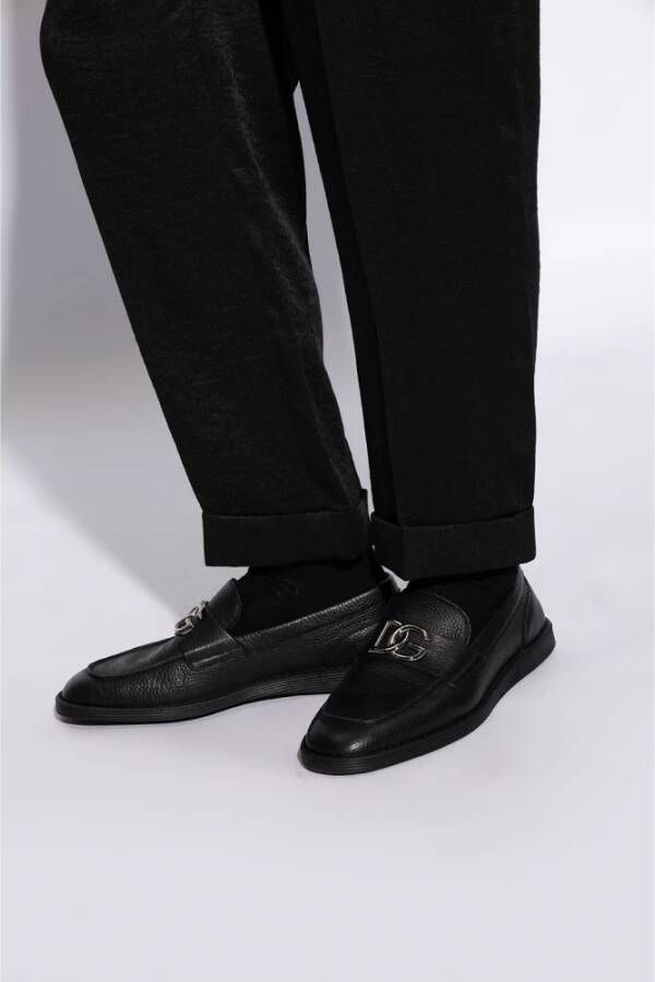 Dolce & Gabbana Nieuwe Florio leren loafers Black Heren