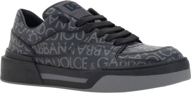 Dolce & Gabbana Nieuwe Roma Sneakers Met Logo Patroon Black Heren