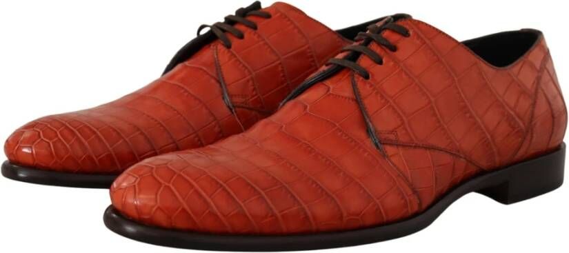 Dolce & Gabbana Oranje Exotisch Leren Laceup Derby Schoenen Orange Heren