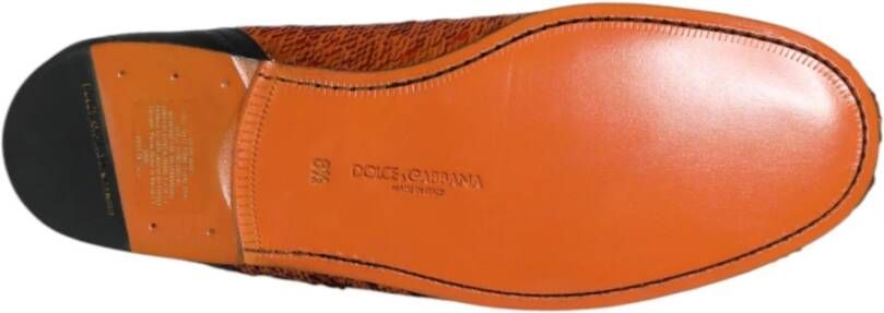 Dolce & Gabbana Oranje Sequin Versierde Heren Loafers