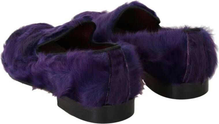 Dolce & Gabbana Paarse Sheep Fur Leren Loafers