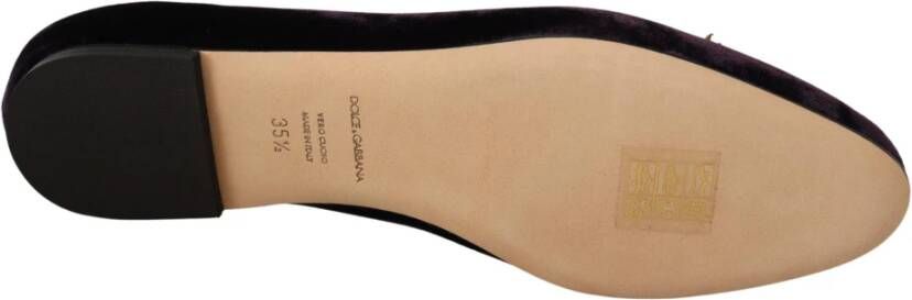 Dolce & Gabbana Paarse Velvet Hart Loafers Purple Dames