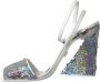 Dolce & Gabbana Wit Zilver Pailletten Enkelband Sandalen Multicolor Dames - Thumbnail 5