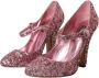 Dolce & Gabbana Roze Sequin Mary Jane Hoge Hakken Pink Dames - Thumbnail 11