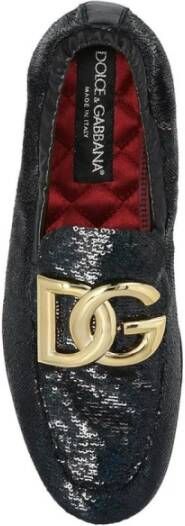 Dolce & Gabbana Paillettes Slip-On Loafers met Logo Plaque