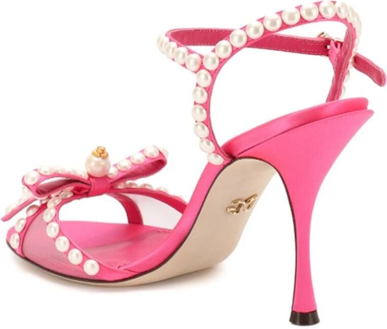 Dolce & Gabbana Parel Versierde Sandalen Pink Dames