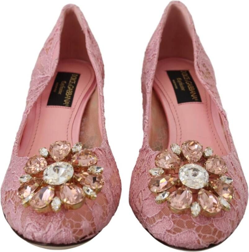 Dolce & Gabbana Pastelroze Kant Kristal Pumps Pink Dames
