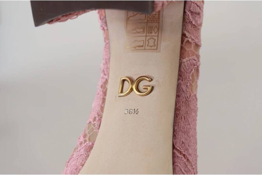 Dolce & Gabbana Pastelroze Kant Kristal Pumps Pink Dames