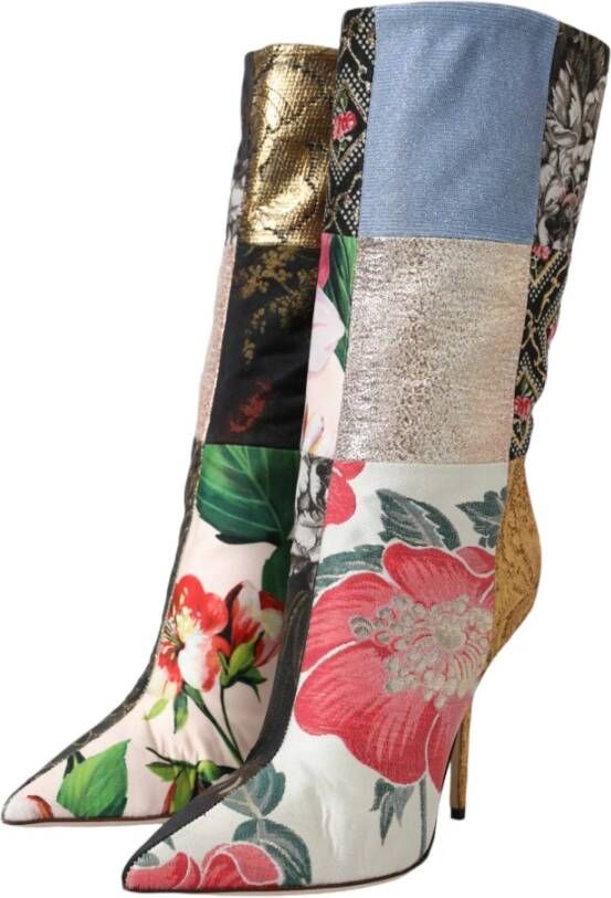 Dolce & Gabbana Patchwork Print Hoge Hakken Laarzen Multicolor Dames