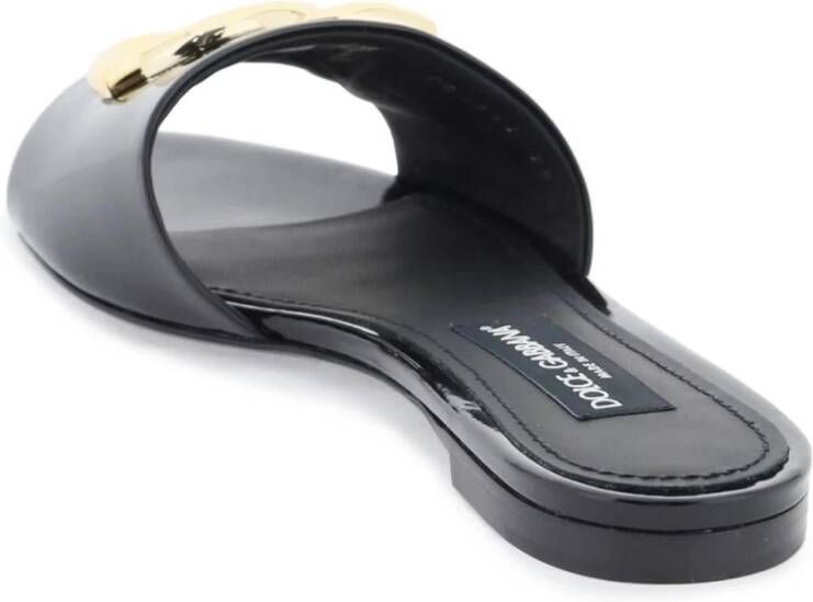 Dolce & Gabbana Patentleren Slides met DG Logo Black Dames