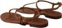 Dolce & Gabbana Brown Leather T-strap Slides Flats Sandals Shoes Bruin Dames - Thumbnail 5