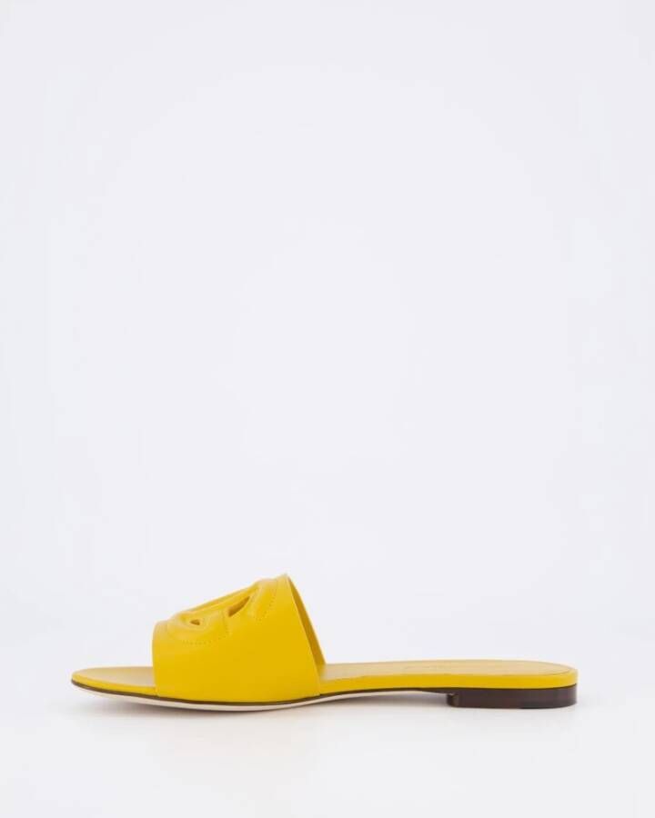 Dolce & Gabbana Platte slides voor dames Yellow Dames