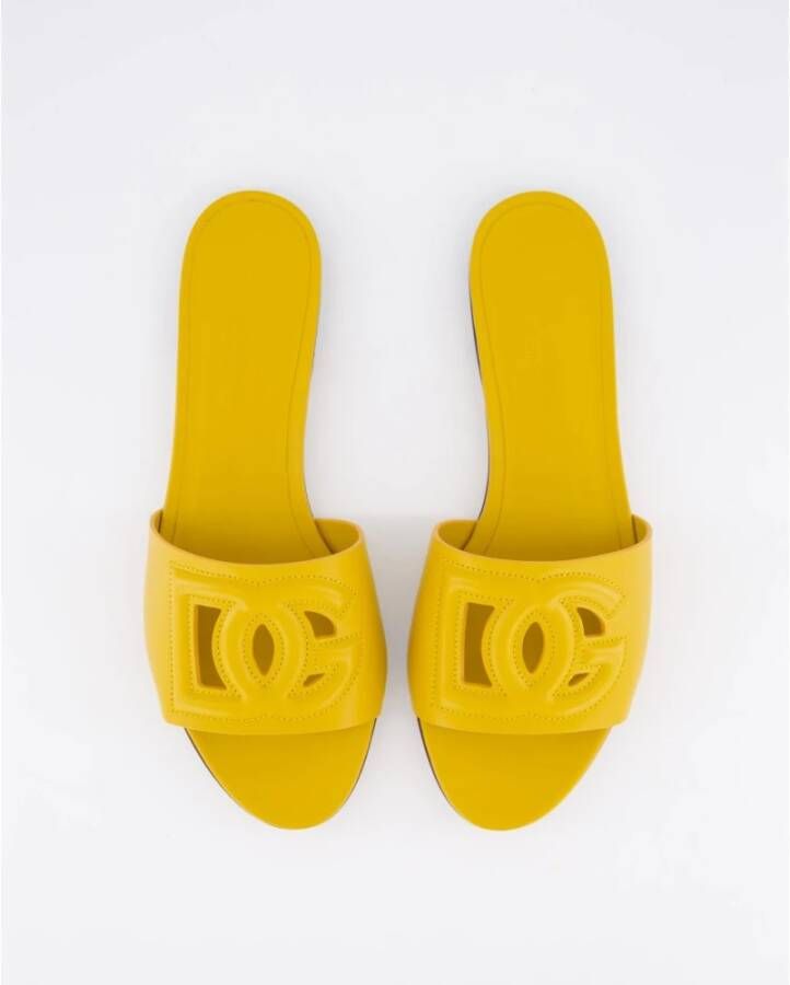 Dolce & Gabbana Platte slides voor dames Yellow Dames