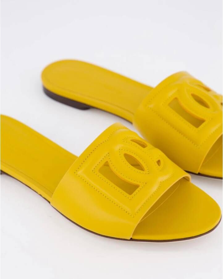 Dolce & Gabbana Platte slides voor dames Yellow Dames