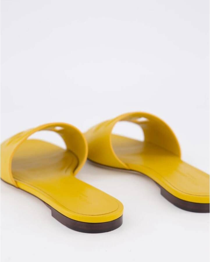 Dolce & Gabbana Platte slides voor dames Yellow Dames
