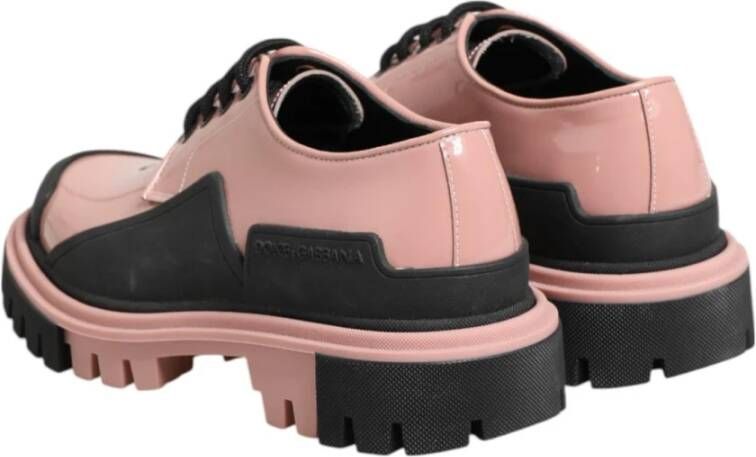 Dolce & Gabbana Poederroze Leren Veterschoenen