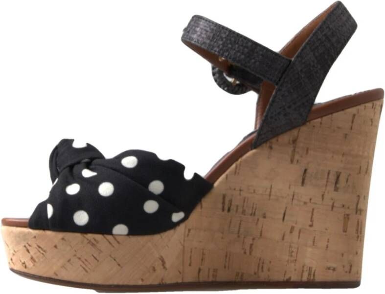 Dolce & Gabbana Polka Dot Sleehak Sandalen Black Dames
