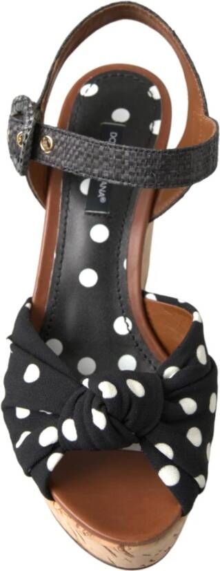 Dolce & Gabbana Polka Dot Sleehak Sandalen Black Dames