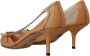 Dolce & Gabbana Peach Mesh Leather Chains Heels Pumps Shoes Beige Dames - Thumbnail 4