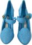 Dolce & Gabbana Blauwe Bloemen Kristallen Cinderella Hakken Schoenen Blue Dames - Thumbnail 4