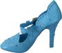 Dolce & Gabbana Blauwe Bloemen Kristallen Cinderella Hakken Schoenen Blue Dames - Thumbnail 7