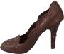 Dolce & Gabbana Bloemenkristalhakken Cinderella Stijl Brown Dames - Thumbnail 7