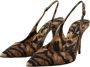 Dolce & Gabbana Bruine Tijgerpatroon Slingbacks Leren Schoenen Multicolor Dames - Thumbnail 2