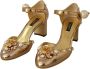Dolce & Gabbana Gouden Leren Studs Kristal Enkelband Schoenen Yellow Dames - Thumbnail 2