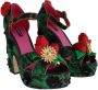Dolce & Gabbana Groene Brokaat Slangenhuid Rozen Kristal Schoenen Green Dames - Thumbnail 2