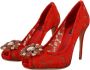 Dolce & Gabbana Rode Taormina Kant Kristal Hakken Pumps Rood Dames - Thumbnail 2
