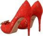 Dolce & Gabbana Rode Taormina Kant Kristal Hakken Pumps Rood Dames - Thumbnail 3