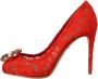 Dolce & Gabbana Rode Taormina Kant Kristal Hakken Pumps Rood Dames - Thumbnail 4