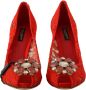 Dolce & Gabbana Rode Taormina Kant Kristal Hakken Pumps Rood Dames - Thumbnail 7