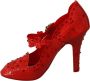 Dolce & Gabbana Rode Bloemen Kristallen Cinderella Hakken Schoenen Red Dames - Thumbnail 4